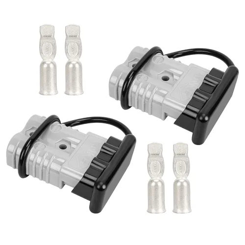 Vista 8 de 2 piezas conector de alimentación de batería de 175 amperios 600 voltios 1/0 AWG (contacto de 1/0AWG, 2 piezas carcasa gris) Kit de conector