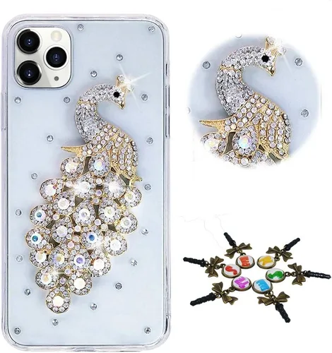 Vista 15 de Sparkle - Funda para teléfono compatible con Samsung Galaxy Z Flip 2 5G, elegante, hecha a mano en 3D, con diseño de diamantes de imitación
