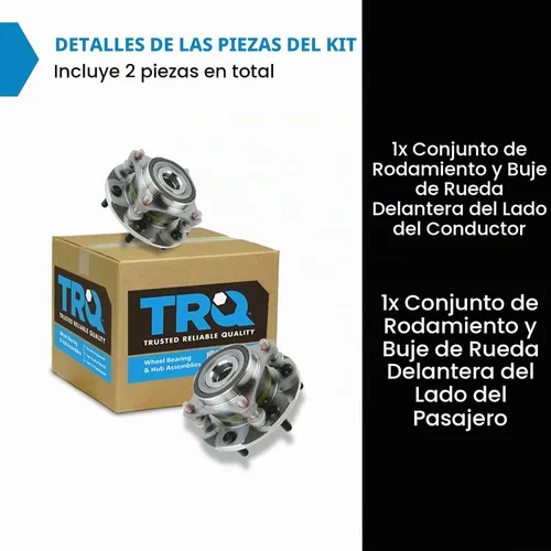Vista 2 de TRQ Juego de cojinete de rueda delantera y conjunto de cubo