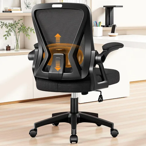 Vista 9 de Silla de oficina, sillas ergonómicas de escritorio para computadora, cómoda silla de malla transpirable con soporte lumbar ajustable y brazos Gris