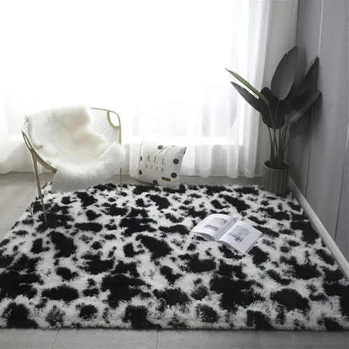 Vista 12 de Lifup - Alfombra mullida para sala de estar, dormitorio, color blanco y negro, 1 1.3 x 2.0 pies Non-Slip Washable High Pile Rectangle Carpet