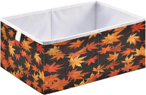 Vista 25 de Bolaz Organizadores de armario con hojas de otoño, conos de pino, cubos de almacenamiento, cestas para estantes para el hogar, habitación, oficina