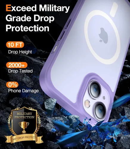 Vista 4 de TORRAS Funda para iPhone 14 y iPhone 13, diseñada para MagSafe, protección contra caídas de grado militar a prueba de golpes, funda magnética