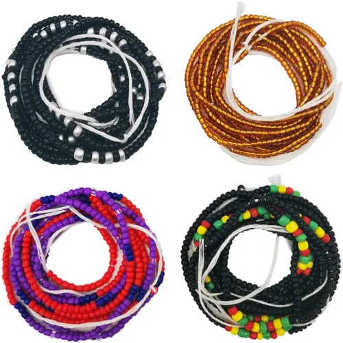 Vista 37 de 4 cuentas de cintura africana hechas a mano de 50 pulgadas para mujer, no elásticas (corbata)