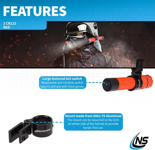 Vista 3 de Nightstick FDL-300R-K01, luz táctica para incendios con soporte de casco multiángulo
