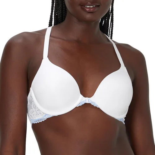 Vista 11 de Maidenform Women's Racerback Bra with Shaping & Support, One Fab Fit Underwire Bras for Women, Lightly Lined, Front Close Almendra/Perla