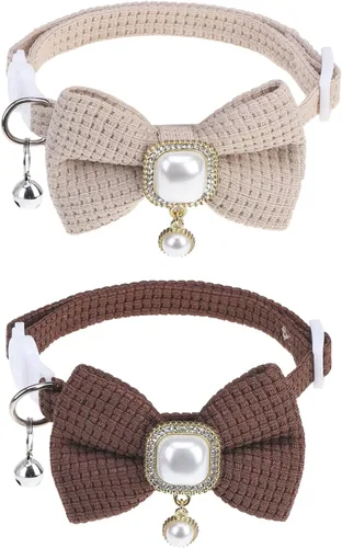 Vista 18 de PUPTECK Airtag - Collar de gato ajustable con campanas, collar de gatito ajustable para niñas y niños pequeños, cachorro, conejito, bonito accesorio