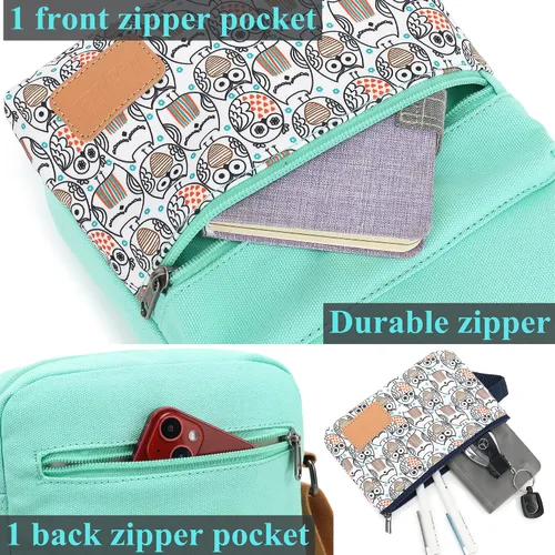 Vista 4 de Leaper - Juego de estuche y cartera bandolera de lona para niñas y mujeres