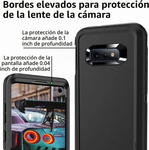 Vista 4 de Funda para Galaxy S10e, a prueba de golpes, a prueba de caídas, a prueba de polvo, protección de cuerpo completo de 3 capas, funda rígida de alto
