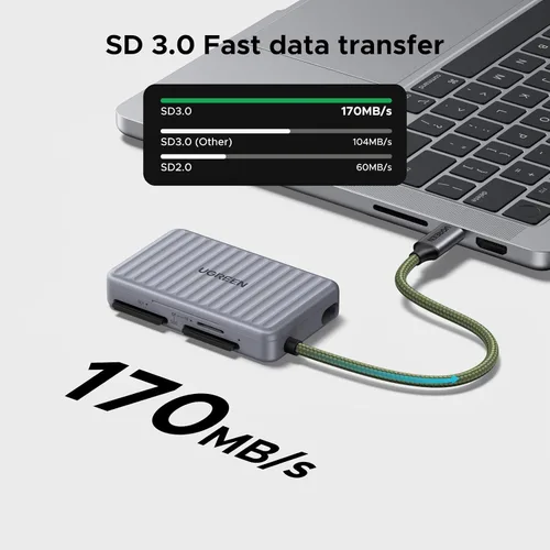 Vista 2 de UGREEN Lector de tarjetas SD USB C con soporte para tarjetas SD, adaptador de lector de tarjetas de memoria de alta velocidad con soporte de 4