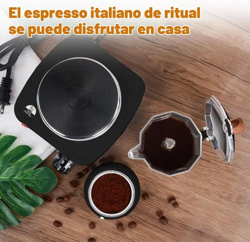 Vista 8 de Set de olla de moka de aluminio 2 en 1 con cafetera de espresso para estufa eléctrica, clásico para estufa de café 150ml 5oz Mocha Express portátil