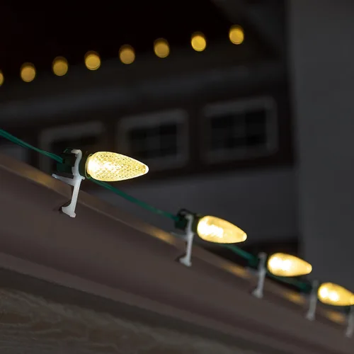 Vista 4 de Salida de iluminación navideña, clip de luz de Navidad, todo en uno, uso con mini luces C9, C7 y LED, perchas de luz de Navidad para canaletas