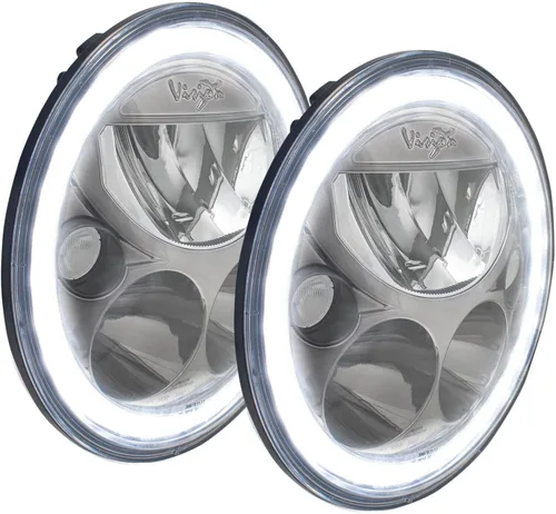 Vista 8 de Vision X Lighting (XIL-7RDBKIT) Faro LED redondo VX de 7 pulgadas con halo bajo-alto, kit de 2 luces, cara cromada negra