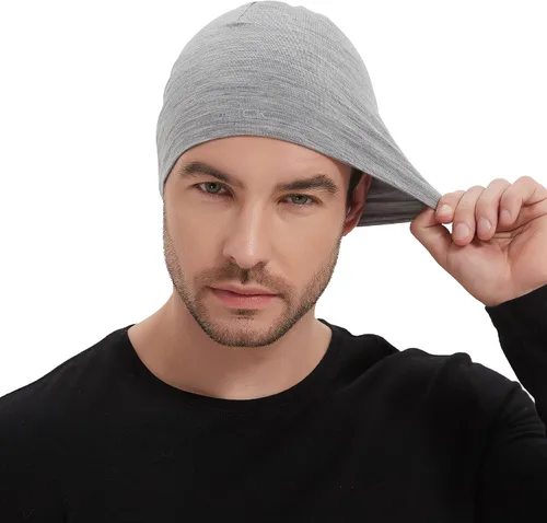 Vista 7 de Gorro de lana merina, gorra ligera para correr, transpirable, gorro de dormir para hombres y mujeres