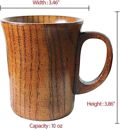 Vista 2 de vasos vintage para cerveza, de madera, elegantes, con asa, 12 onzas, tazas de café
