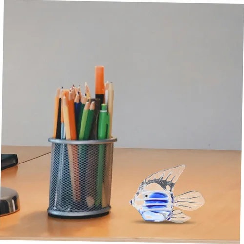 Vista 7 de LIFKOME Figura de pez de vidrio soplado a mano, escultura única de animales marinos para decoración costera, adorno náutico artesanal hecho a mano