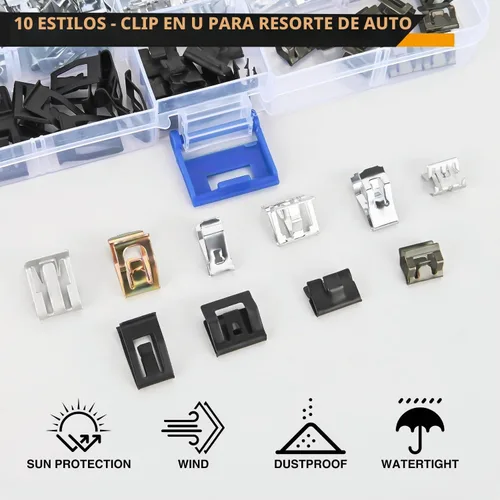 Vista 3 de GOOACC 100 piezas de 10 tamaños de clip de moldura de resorte de metal clip universal de sujeción de cuerpo de automóvil compatible con GTI, Jetta