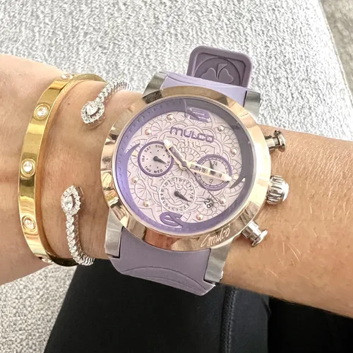 Vista 4 de MULCO Watch for Women, M10 Namaste - Analog Quartz, Stainless Steel, Pearl Finishing Dial with Rose Gold Accents and Silicone Band