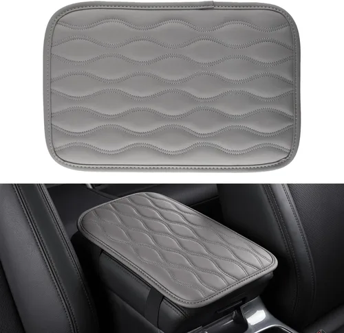 Vista 15 de Amiss Funda para consola central de automóvil, cojín de reposabrazos de automóvil de cuero mejorado con 2 bolsillos de almacenamiento, almohadilla