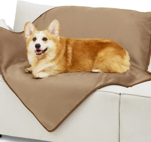 Vista 23 de Bedsure - Mantas impermeables para perros pequeños - Manta de felpa de sherpa con impresión suave lavable para perros y gatos, protector de muebles