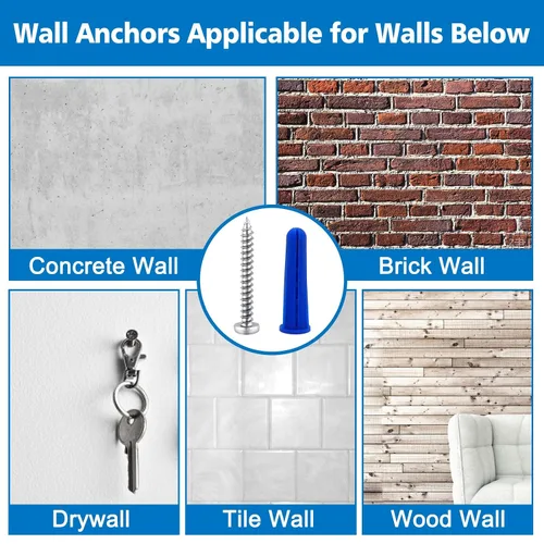 Vista 6 de Kit surtido de anclajes y tornillos de pared de hormigón cónico, 228 anclajes de mampostería con 3 brocas de perforación, 114 anclajes de pared