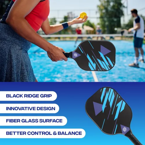 Vista 7 de Sevko - Juego de 2 palas de pickleball con superficie de fibra de vidrio, 4 bolas de pickleball y bolsa de transporte, paleta de pickleball