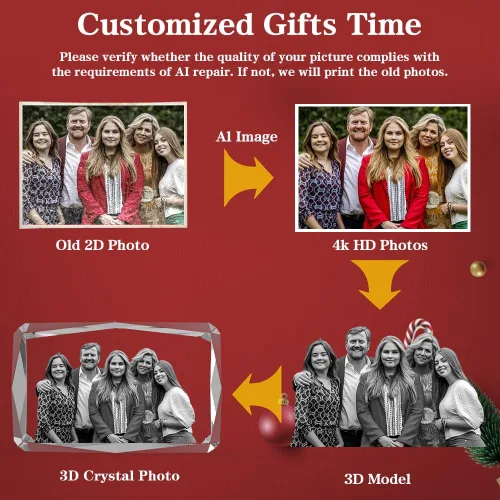 Vista 2 de Regalos personalizados con fotos de cristal 3D para mujeres, hombres, esposa, marido, mamá, padre, regalos personalizados con grabado láser 3D