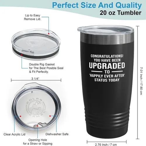 Vista 3 de Bride Tumbler 20oz Black -Been Upgraded - Bride To Be Gifts Bridal Shower Wedding New Bride Mr Mrs Bachelorette Party Fiancee Newly Engaged