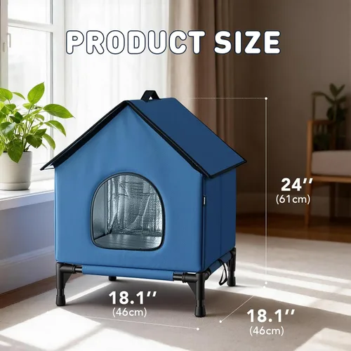 Vista 2 de Casa grande para gatos para exteriores e interiores, fácil de poner, refugio para gatos autocalentamiento para invierno, aislado y resistente a