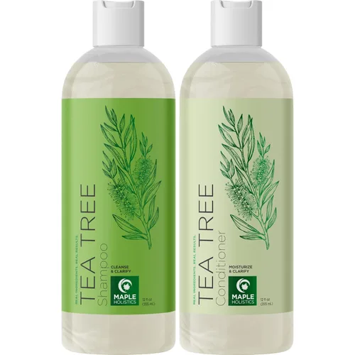 Vista 14 de Juego de champú y acondicionador de árbol de té, champú y acondicionador clarificante sin sulfato para el cuidado del cabello graso y el cuero