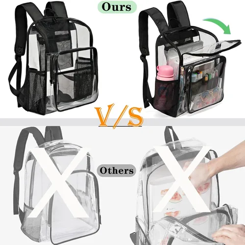Vista 2 de Mochila transparente aprobada para estadios, mochila transparente para mujeres y hombres, ideal para eventos deportivos, trabajo diario, Azul