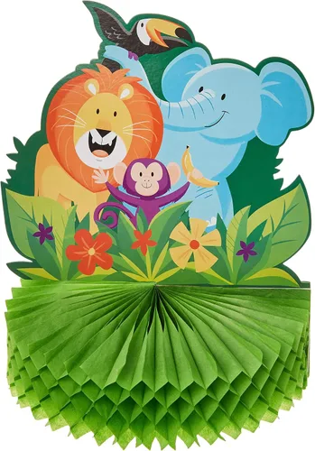 Vista 2 de Creative Converting Centro de mesa Jungle Safari, 1 unidad, multicolor, 9 x 11 pulgadas, 1 unidad