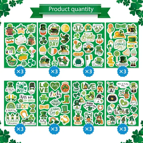 Vista 3 de 309 calcomanías temáticas del día de San Patricio, calcomanías de trébol para niños, manualidades irlandesas del día de San Patricio para niños