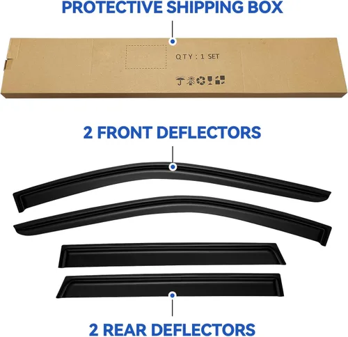 Vista 6 de YQAUTEC Viseras de ventana, protectores de lluvia para Jeep Grand Cherokee 2011-2021, deflectores de viento, persianas de ventilación, 4 piezas