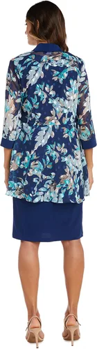 Vista 4 de R&M Richards Vestido de dos piezas con chaqueta de punto para mujer