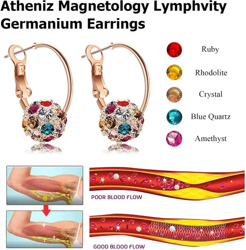 Vista 4 de Aretes linfáticos para mujer en Prime Yoopulse, aretes linfáticos para terapia de linfvidad, aretes de germanio para drenaje linfático, joyería