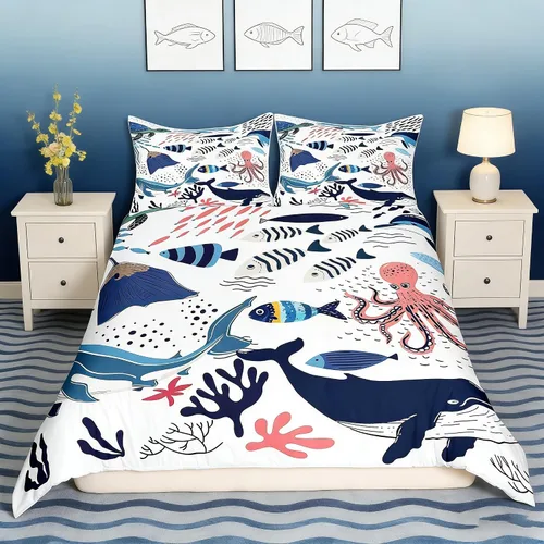 Vista 15 de Juego de funda de edredón de dibujos animados con lazo, tamaño individual, juego de ropa de cama a cuadros geométricos coloridos, decoración