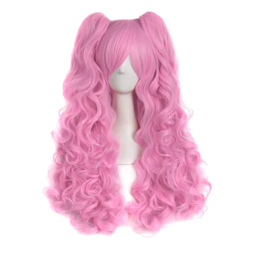 Vista 41 de Peluca MapofBeauty Lolita para disfraz, cabello largo, rizado, con coleta, Blanco