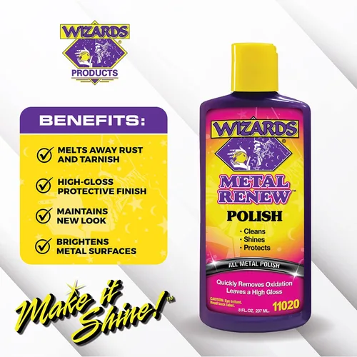 Vista 2 de Wizards Esmalte de metal crema Renovar - Limpia, brilla y protege todos los metales - Pulidor de corte rápido crema y limpiador de acero inoxidable