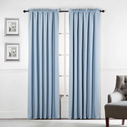 Vista 24 de Diamond Home Linens Cortinas opacas con dobladillo para cortinero de 45 pulgadas de largo para dormitorio, paneles de tratamiento de ventanas