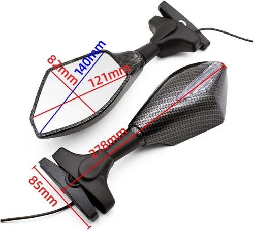 Vista 6 de Para Yamaha MT25 YBR 125 YZF R15 XT660 TMAX 500 530 XP500 retrovisor lateral de motocicleta Retrovisores Indicador de señales de giro con luces LED