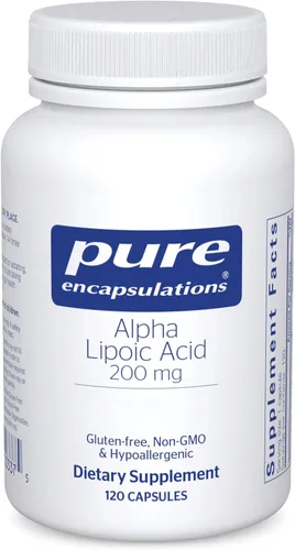 Vista 9 de Pure Encapsulations Ácido alfa lipoico 200 mg – 200 mg ALA – Apoyo hepático y antioxidante* – para la salud nerviosa y metabolismo de carbohidratos