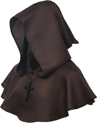 Vista 22 de BLESSUME Collar de cruz medieval con capucha pagana Wicca, accesorio para cosplay