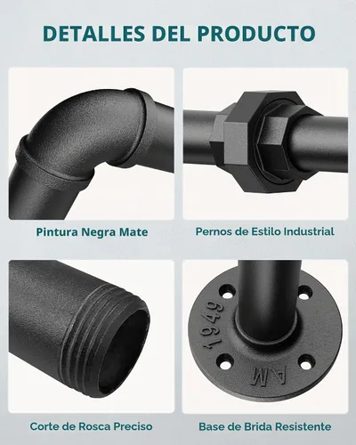 Vista 5 de OROPY - Perchero industrial de tubo para ropa de pie independiente, perchero desmontable de alta resistencia con 4 pies estables para exhibición