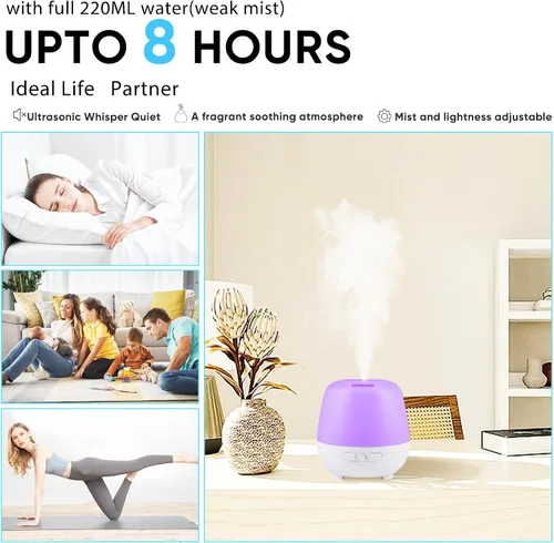 Vista 5 de HAPPTWS Difusor de aceite esencial de 7.4 fl oz, difusores mejorados para aceites esenciales, difusor de aromaterapia, humidificador de niebla fría