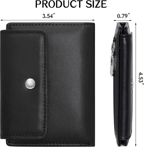 Vista 4 de GEEAD Billeteras pequeñas de piel sintética con bloqueo RFID para mujer, cartera delgada para múltiples tarjetas para mujer con bolsillo