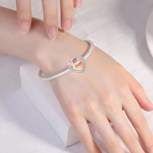 Vista 4 de Dijes de cuentas de amor con forma de corazón de oro rosa, compatible con pulseras Pandora, joyería de cumpleaños