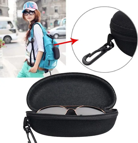 Vista 6 de Estuche rígido con cremallera para gafas de sol, estuche de almacenamiento, protector portátil, juego de 2, Negro