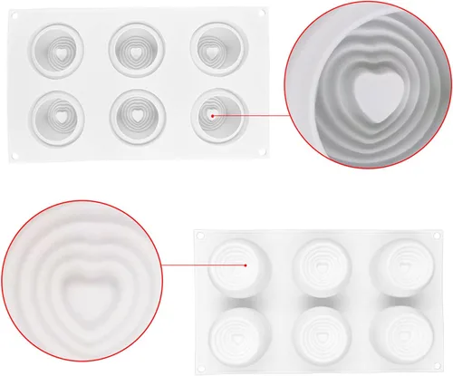 Vista 2 de Moldes de silicona para tartas en forma de corazón, molde para hornear mousse de vórtice para postre, pastelería, pudín, helado, chocolate