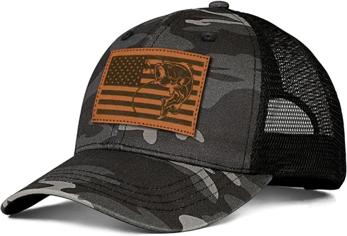 Vista 8 de Mens Hat Snapback Trucker Hats Outdoor Gifts for Men Dad Husband Father's Day Leather Pattern Baseball Cap Cs1012 Pie Grande-00